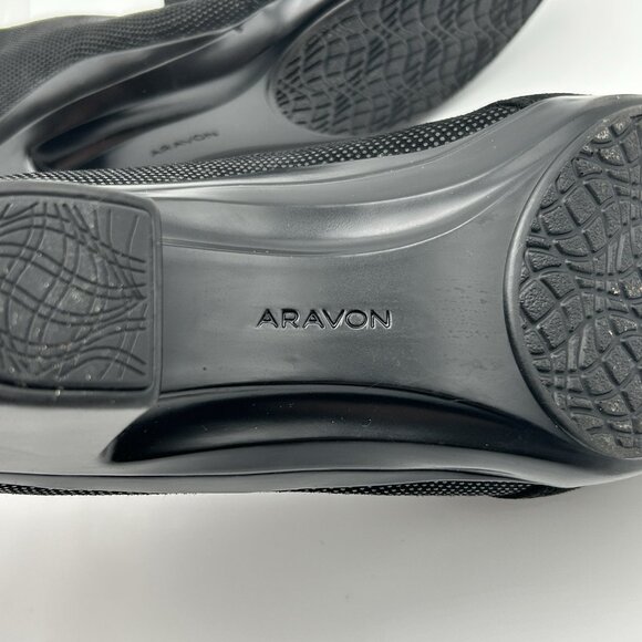 Aravon Black Bootie Lexee Twin Gore Block Heels SlipOn CG8758 Women's Size 10 2E - Picture 4 of 10